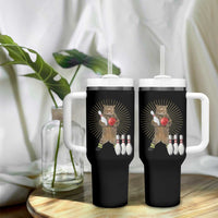Funny Cat Bowling Meme Tumbler With Handle Gift For Bowlers - Wonder Print Shop