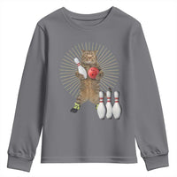 Funny Cat Bowling Meme Youth Sweatshirt Gift For Bowlers - Wonder Print Shop