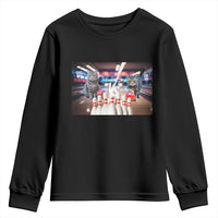 Funny Cats Bowling Battle Youth Sweatshirt Gift For Cat Lovers - Wonder Print Shop