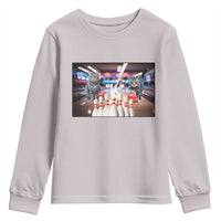 Funny Cats Bowling Battle Youth Sweatshirt Gift For Cat Lovers - Wonder Print Shop