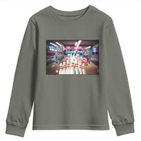 Funny Cats Bowling Battle Youth Sweatshirt Gift For Cat Lovers - Wonder Print Shop