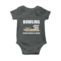 Funny Cat Baby Onesie Bowling Because Murder Is Wrong Gift - Wonder Print Shop