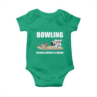 Funny Cat Baby Onesie Bowling Because Murder Is Wrong Gift - Wonder Print Shop