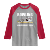 Funny Cat Raglan Shirt Bowling Because Murder Is Wrong Gift - Wonder Print Shop