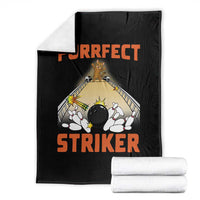 Funny Cat Bowling Gift Throw Blanket Purrfect Striker - Wonder Print Shop