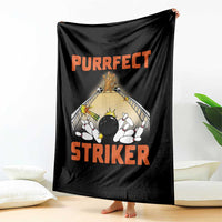 Funny Cat Bowling Gift Throw Blanket Purrfect Striker - Wonder Print Shop