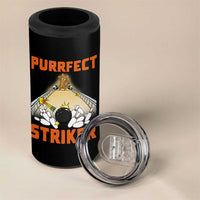Funny Cat Bowling Gift 4 in 1 Can Cooler Tumbler Purrfect Striker - Wonder Print Shop