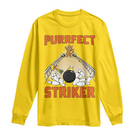 Funny Cat Bowling Gift Long Sleeve Shirt Purrfect Striker - Wonder Print Shop