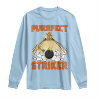 Funny Cat Bowling Gift Long Sleeve Shirt Purrfect Striker - Wonder Print Shop