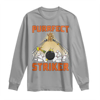 Funny Cat Bowling Gift Long Sleeve Shirt Purrfect Striker - Wonder Print Shop