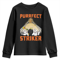 Funny Cat Bowling Gift Youth Sweatshirt Purrfect Striker - Wonder Print Shop