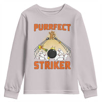 Funny Cat Bowling Gift Youth Sweatshirt Purrfect Striker - Wonder Print Shop