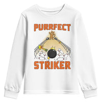 Funny Cat Bowling Gift Youth Sweatshirt Purrfect Striker - Wonder Print Shop