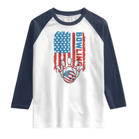 American Flag Patriotic Bowling Raglan Shirt Bowler Gift - Wonder Print Shop