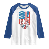 American Flag Patriotic Bowling Raglan Shirt Bowler Gift - Wonder Print Shop