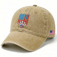 American Flag Patriotic Bowling Washed Cotton Baseball Cap Bowler Gift