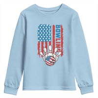 American Flag Patriotic Bowling Youth Sweatshirt Bowler Gift - Wonder Print Shop