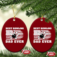 Best Bowling Dad Ever Ceramic Ornament American Flag Patriotic Bowler Gift - Wonder Print Shop