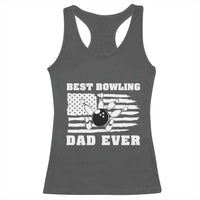 Best Bowling Dad Ever Racerback Tank Top American Flag Patriotic Bowler Gift - Wonder Print Shop