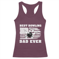 Best Bowling Dad Ever Racerback Tank Top American Flag Patriotic Bowler Gift - Wonder Print Shop