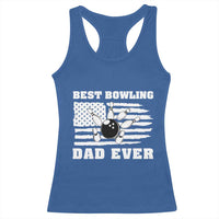 Best Bowling Dad Ever Racerback Tank Top American Flag Patriotic Bowler Gift - Wonder Print Shop