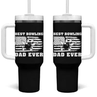 Best Bowling Dad Ever Tumbler With Handle American Flag Patriotic Bowler Gift - Wonder Print Shop