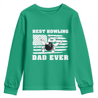Best Bowling Dad Ever Youth Sweatshirt American Flag Patriotic Bowler Gift - Wonder Print Shop