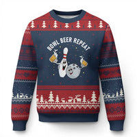 Funny Bowling Beer Lover Gift Ugly Christmas Sweater Bowl Beer Repeat - Wonder Print Shop