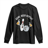 Funny Bowling Beer Lover Gift Long Sleeve Shirt Bowl Beer Repeat - Wonder Print Shop