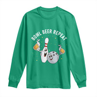 Funny Bowling Beer Lover Gift Long Sleeve Shirt Bowl Beer Repeat - Wonder Print Shop