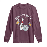 Funny Bowling Beer Lover Gift Long Sleeve Shirt Bowl Beer Repeat - Wonder Print Shop