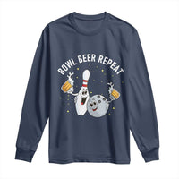 Funny Bowling Beer Lover Gift Long Sleeve Shirt Bowl Beer Repeat - Wonder Print Shop