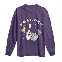 Funny Bowling Beer Lover Gift Long Sleeve Shirt Bowl Beer Repeat - Wonder Print Shop