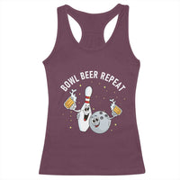 Funny Bowling Beer Lover Gift Racerback Tank Top Bowl Beer Repeat - Wonder Print Shop