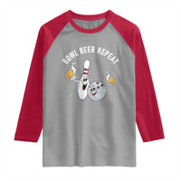 Funny Bowling Beer Lover Gift Raglan Shirt Bowl Beer Repeat - Wonder Print Shop