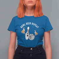 Funny Bowling Beer Lover Gift T Shirt For Women Bowl Beer Repeat - Wonder Print Shop