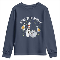 Funny Bowling Beer Lover Gift Youth Sweatshirt Bowl Beer Repeat - Wonder Print Shop