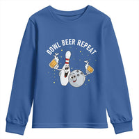 Funny Bowling Beer Lover Gift Youth Sweatshirt Bowl Beer Repeat - Wonder Print Shop