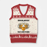 Bowling And Beer That's Why I'm Here V-Neck Knit Sweater Vest Drinking Bowling Gift - Wonder Print Shop