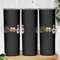 Funny Bowling And Beer Lover Gift Skinny Tumbler - Wonder Print Shop
