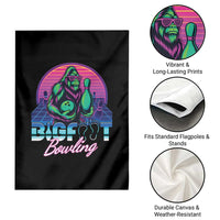 Funny Bigfoot Bowling Vaporwave Gift Garden Flag - Wonder Print Shop