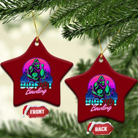 Funny Bigfoot Bowling Vaporwave Gift Ceramic Ornament - Wonder Print Shop