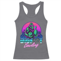Funny Bigfoot Bowling Vaporwave Gift Racerback Tank Top - Wonder Print Shop