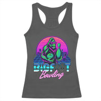 Funny Bigfoot Bowling Vaporwave Gift Racerback Tank Top - Wonder Print Shop