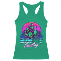 Funny Bigfoot Bowling Vaporwave Gift Racerback Tank Top - Wonder Print Shop