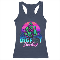 Funny Bigfoot Bowling Vaporwave Gift Racerback Tank Top - Wonder Print Shop