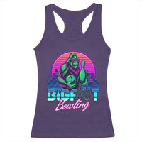 Funny Bigfoot Bowling Vaporwave Gift Racerback Tank Top - Wonder Print Shop