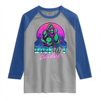 Funny Bigfoot Bowling Vaporwave Gift Raglan Shirt - Wonder Print Shop