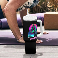 Funny Bigfoot Bowling Vaporwave Gift Tumbler With Handle - Wonder Print Shop