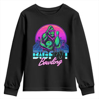 Funny Bigfoot Bowling Vaporwave Gift Youth Sweatshirt - Wonder Print Shop
